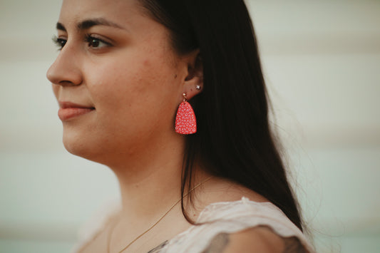 Pink & White Cheetah Clay Earrings