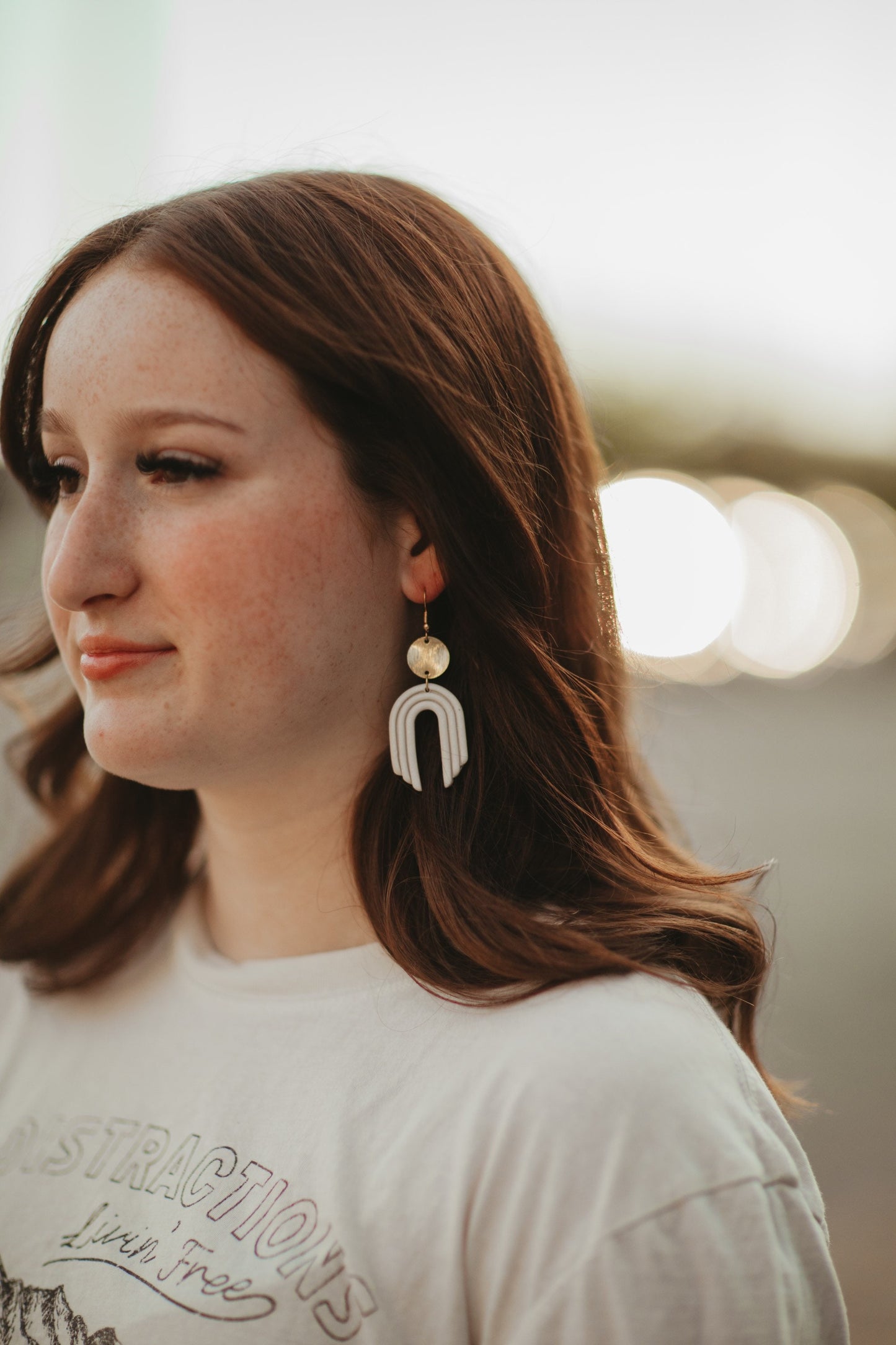 Pearl Arch Clay Earrings