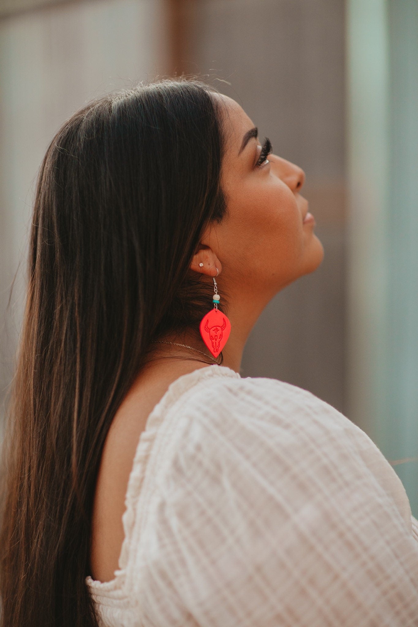 Hot Pink Bull Clay Earrings