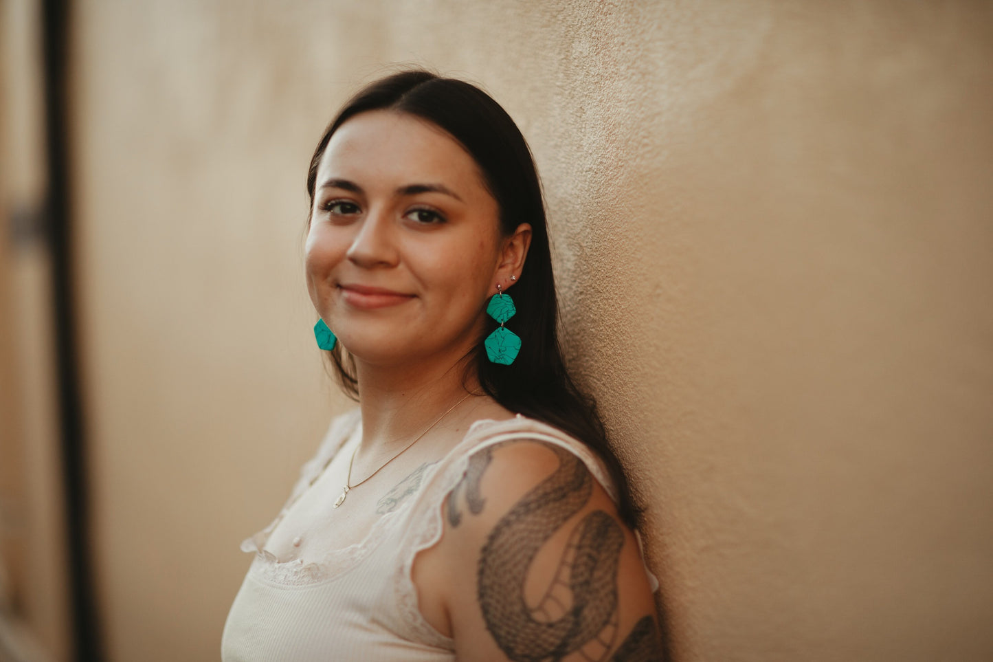 Turquoise Stacked Clay Earrings