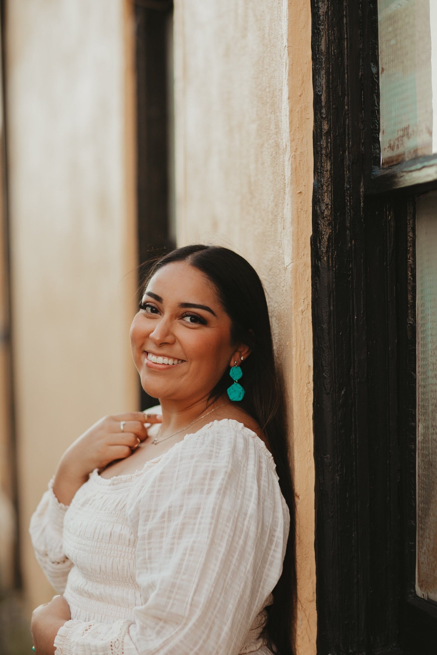 Turquoise Stacked Clay Earrings