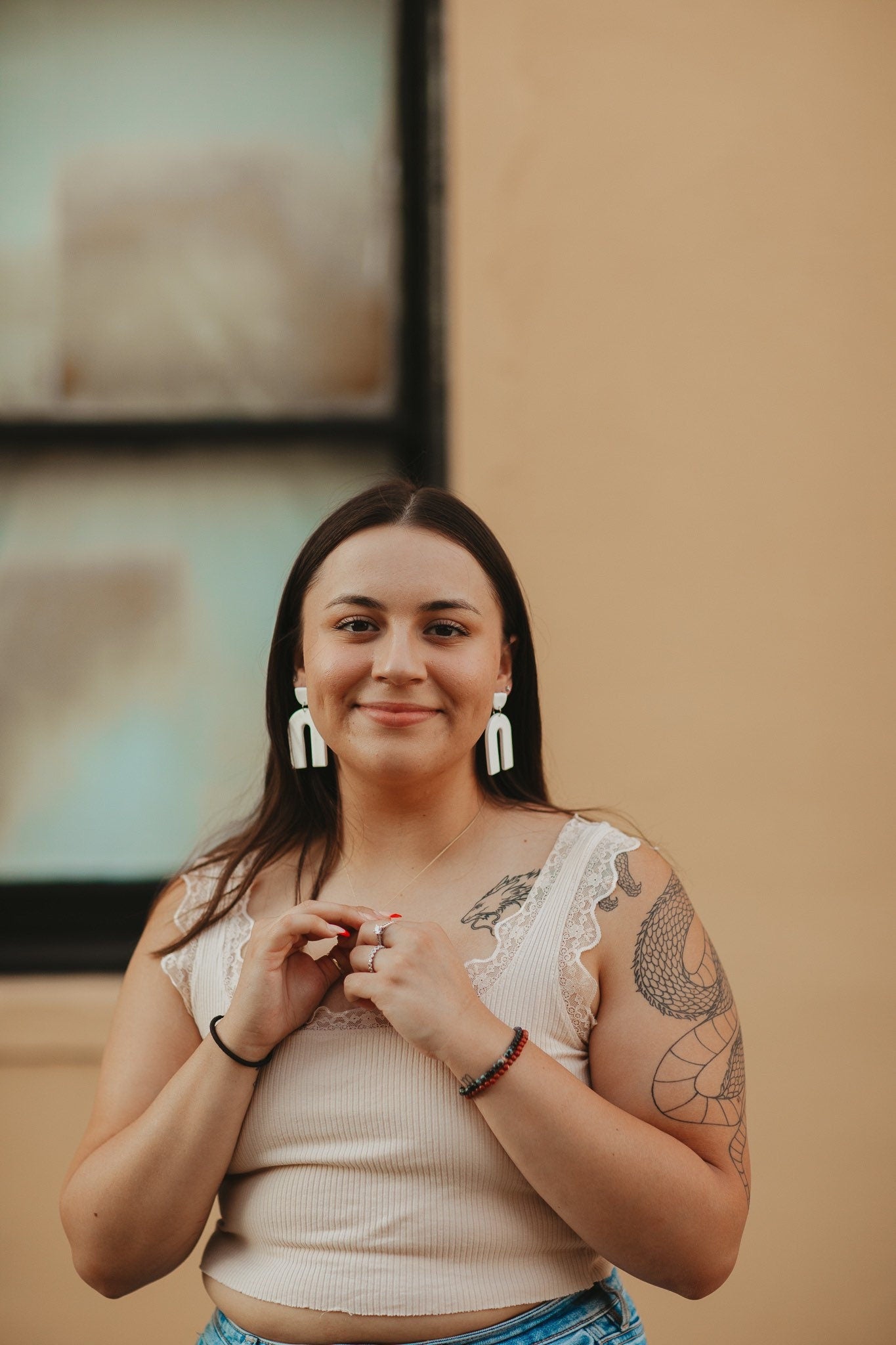 White Arch Clay Earrings