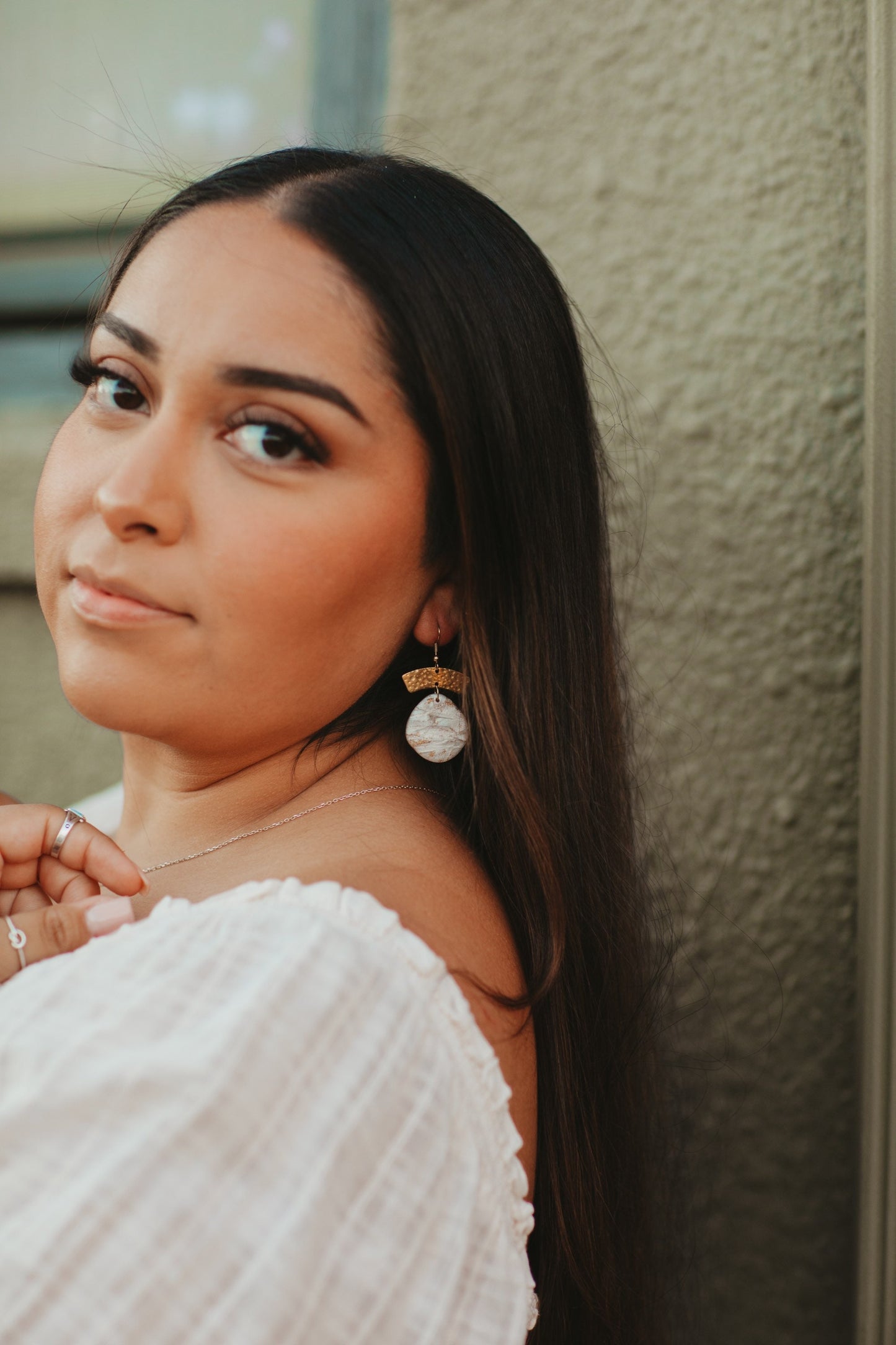 Gold Marble Clay Earrings