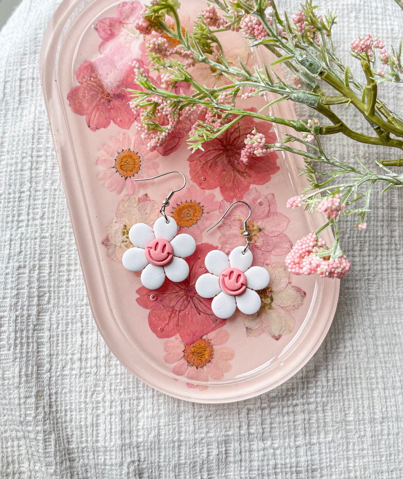 Retro Floral Clay Earrings