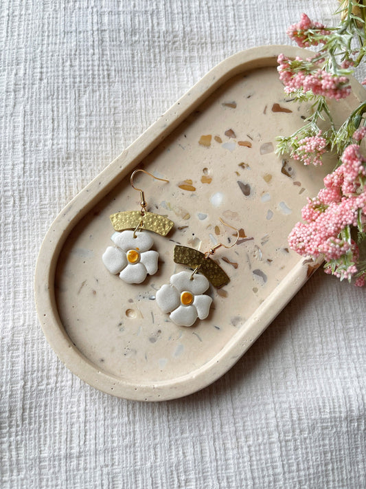 Floral Pearl Clay Earrings