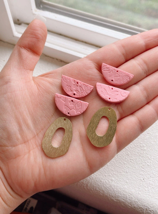 Pink and Gold 3 layer Clay Earrings