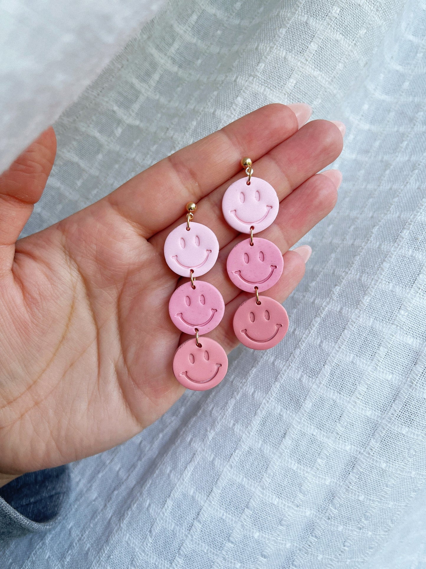 Retro smiley face Clay Earrings