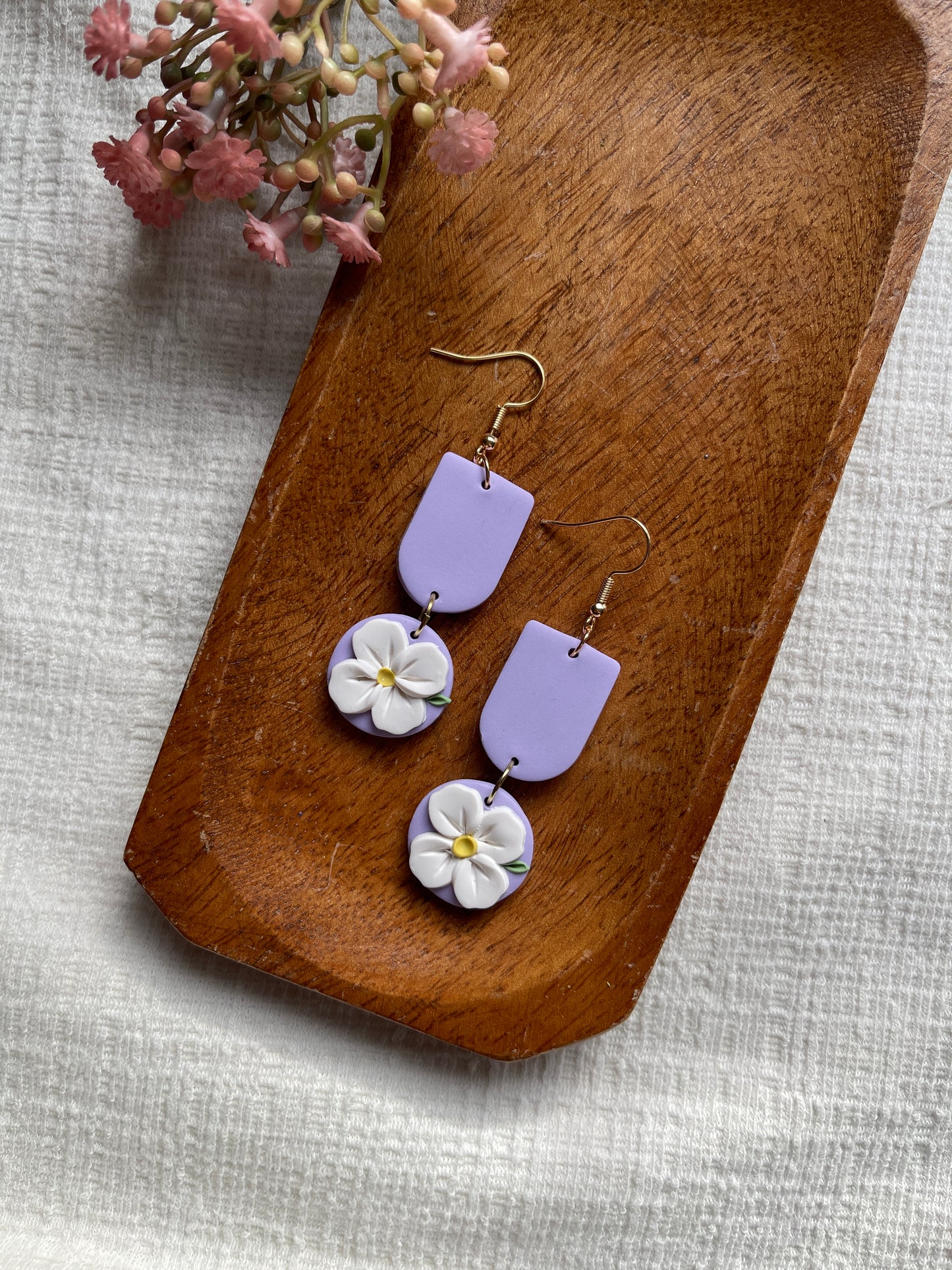 Purple Lei Clay Earrings